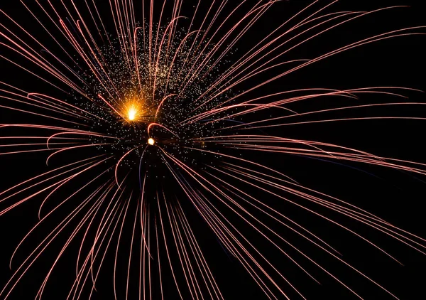 Tűzijáték Éjszakai Égbolton Háttér — Stock Fotó
