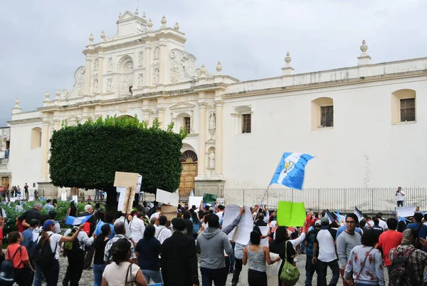 Διαδήλωση Στο Κέντρο Της Πόλης Της Γουατεμάλας — Φωτογραφία Αρχείου