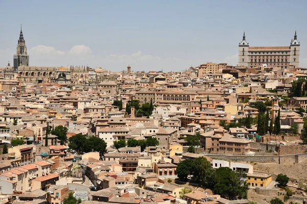 Prachtig Uitzicht Oude Binnenstad Van Toledo Met Kerktorens Spanje Een — Stockfoto