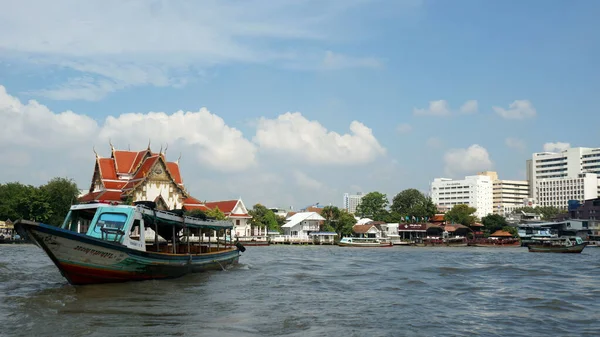 Râul Chao Phraya Trece Prin Zona Urbană Bangkok Thailanda Ambele — Fotografie, imagine de stoc