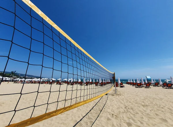 Rete Pallavolo Sulla Spiaggia Nella Località Balneare Sunny Beach Bulgaria — Foto Stock