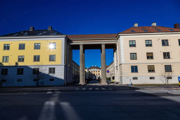 Muchos Arcos Bonitos Que Adornan Casas Torhov Oslo Noruega — Foto de Stock