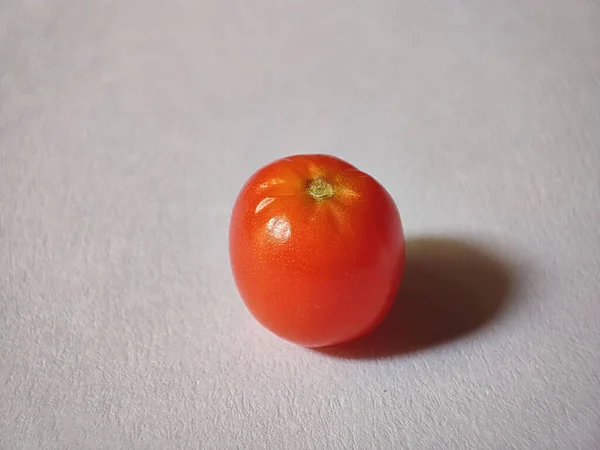 Closeup Shot Red Mini Cherry Tomato White Surface — Stock Photo, Image