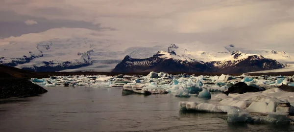 Uma Bela Vista Lagoa Glaciar Jokulsarlon Islândia — Fotografia de Stock