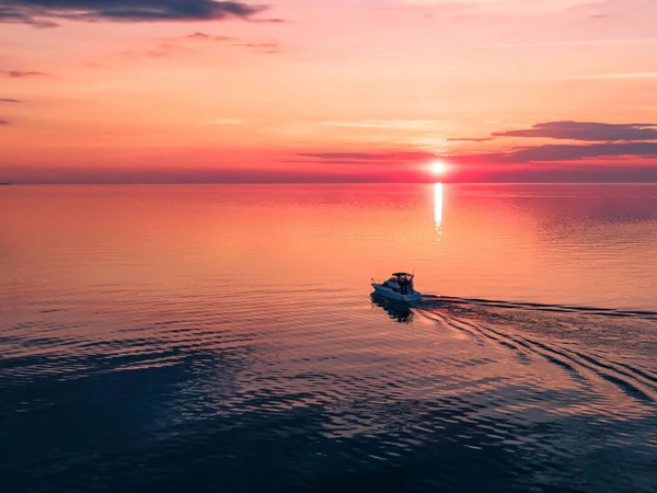 Pass Boat Sailing Lake Ontario Sunset New York Usa — Stock Photo, Image