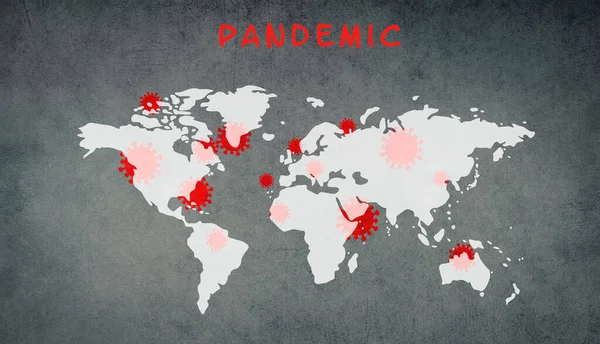Wereldkaart Pandemie Staat Getextureerde Achtergrond Uitbraak Van Het Covid Het — Stockfoto