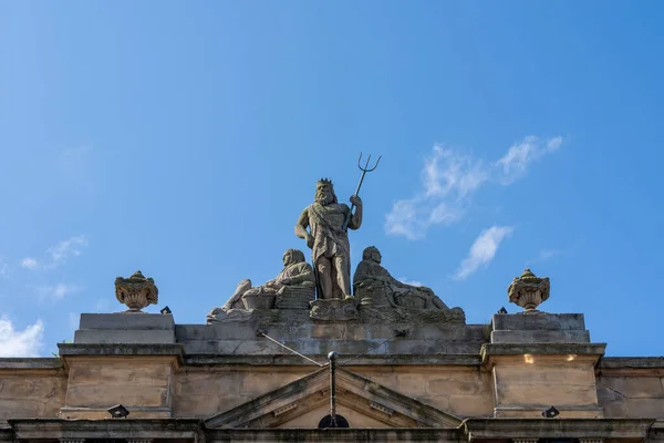 Estatua Neptuno Esposas Pescado Sobre Antiguo Mercado Pescado Muelle Newcastle — Foto de Stock