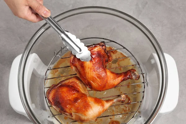 Eine Nahaufnahme Von Thai Gebratenen Scharfen Huhn Einem Ofen Auf — Stockfoto