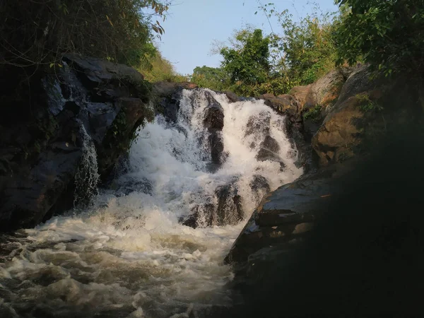 Streaming Waterfall Wild Nature Daytime — Stock Photo, Image