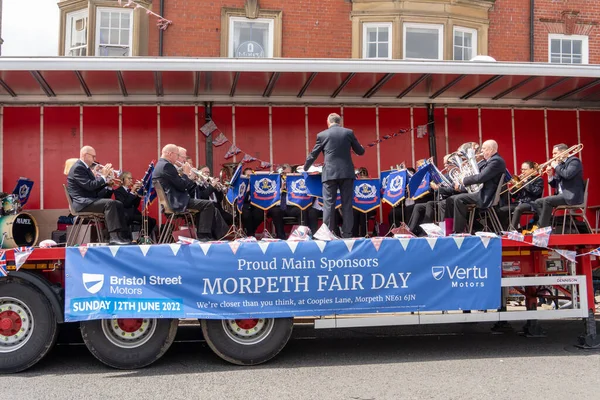 Una Banda Ottoni Suona Sul Retro Camion Morpeth Fair Day — Foto Stock