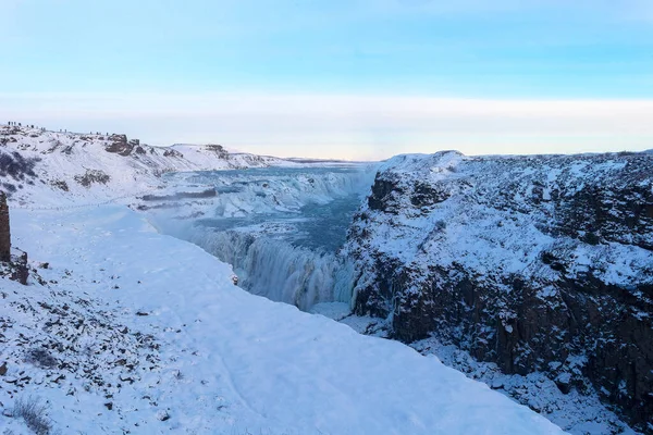 Όμορφος Καταρράκτης Gullfoss Κατεψυγμένα Χειμώνα Στο Golden Circle Ισλανδία Ευρώπη — Φωτογραφία Αρχείου