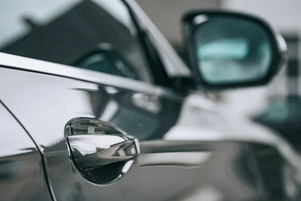 Primer Plano Manija Puerta Coche Moderno Negro — Foto de Stock