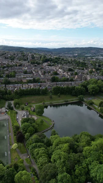 Gorgeous Vertical Aerial View Crookes Valley Park Sheffield England Lush — Stock Photo, Image