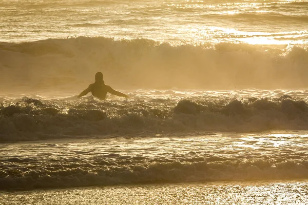 Fantastisk Utsikt Över Surfare Atlanten Solnedgången Delaware Usa — Stockfoto
