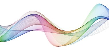 Soyut renkli akış çizgileri beyaz arkaplanda izole edildi. Teknoloji, bilim, müzik veya modern konsept için tasarım ögesi