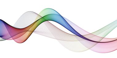 Soyut renkli akış çizgileri beyaz arkaplanda izole edildi. Teknoloji, bilim, müzik veya modern konsept için tasarım ögesi