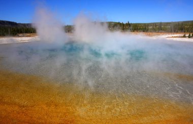 Geyser 'ın Yellowstone Ulusal Parkı, Wyoming, ABD' deki yakın çekimi.