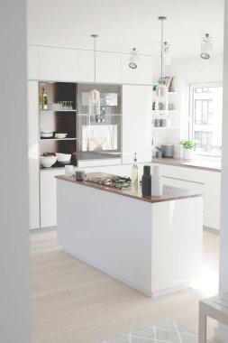 Beyaz minimalist tarzda bir daire içi dikey çekim