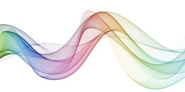 Soyut renkli akış çizgileri beyaz arkaplanda izole edildi. Teknoloji, bilim, müzik veya modern konsept için tasarım ögesi