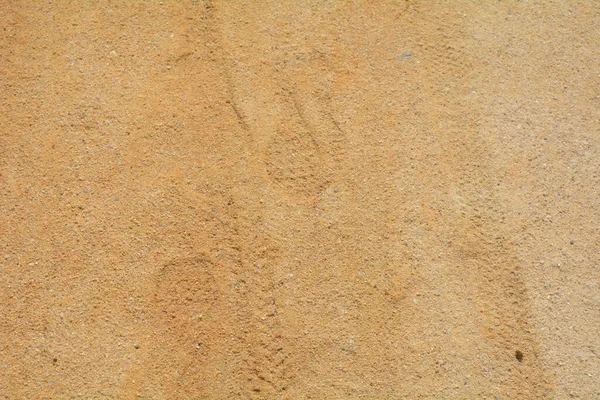 Impronte Pneumatico Bicicletta Del Piede Umano Sulla Sabbia — Foto Stock