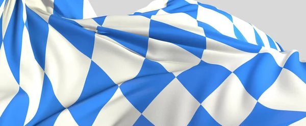 Трехмерное Изображение Флага Баварии Размахивающего Бледно Сером Фоне — стоковое фото
