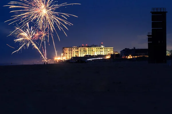 Splendidi Fuochi Artificio Sera Alla Rehoboth Beach Delaware Stati Uniti — Foto Stock
