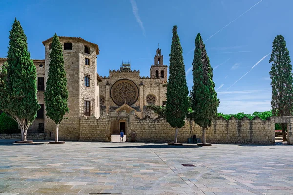 Benedictine Manastırı Sant Cugat Kraliyet Manastırı Ortaçağ Sanatının Bir Örneğidir — Stok fotoğraf