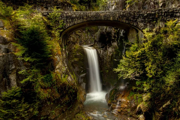 Národní Park Mount Rainier Washington Usa Christine Falls Slavným Kamenným — Stock fotografie