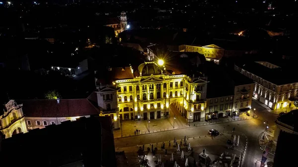 Piękne Ujęcie Litewskiego Towarzystwa Filharmonii Narodowej Nocy — Zdjęcie stockowe