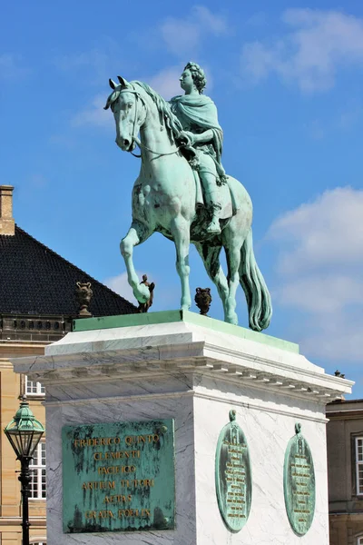 Plano Vertical Estatua Ecuestre Federico Copenhague Dinamarca — Foto de Stock
