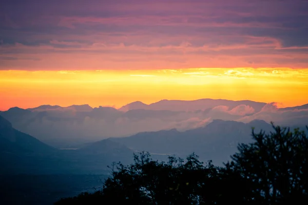 Horsley Heuvels Zonsondergang Zonsopgang Uitzicht Tijdens Gouden Uur Met Mist — Stockfoto