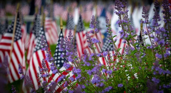 Las Banderas Estados Unidos Día Ceremonia Conmemoración Everett Washington Estados — Foto de Stock