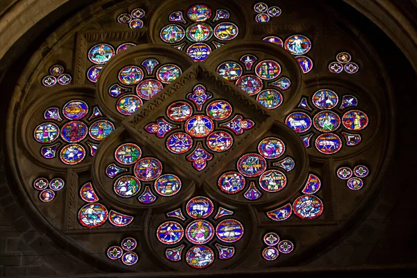 Покрашенные Витражи Лозаннском Соборе Швейцария — стоковое фото