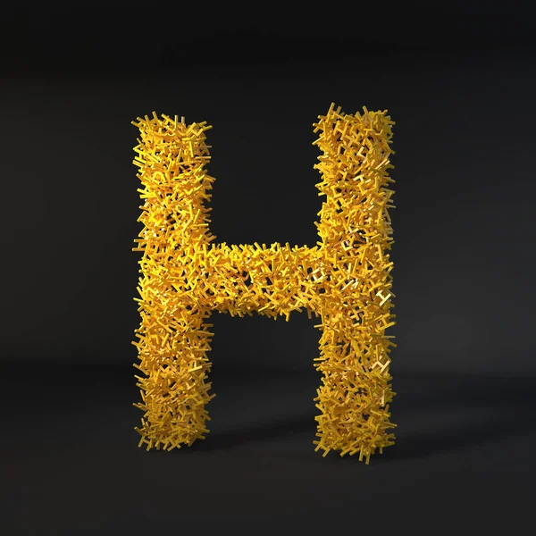 Verstreute Gelbe Buchstaben Isoliert Auf Schwarzem Hintergrund — Stockfoto