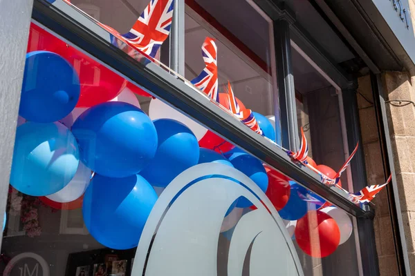 Union Jack Inredning Inför Den Brittiska Drottningens Platinum Jubileum Firande — Stockfoto