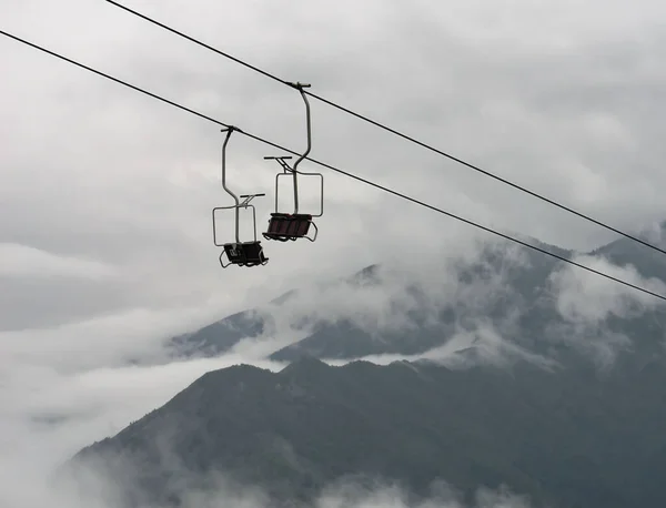 Scenic View Alpine Cableway Foggy Day Velika Planina Slovenia Travel — Stock Photo, Image