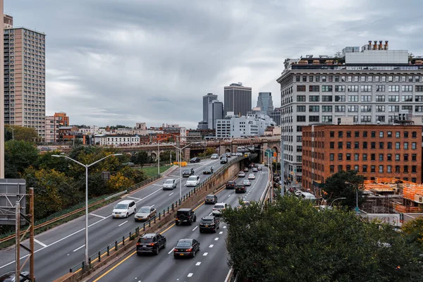 Vysoký Úhel Záběru Města Ulic New York City Usa Zamračený — Stock fotografie