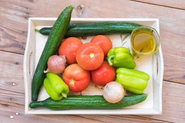 Ingredientes Para Una Ensalada Pueblo Una Ensalada Tan Refrescante Llena —  Fotos de Stock