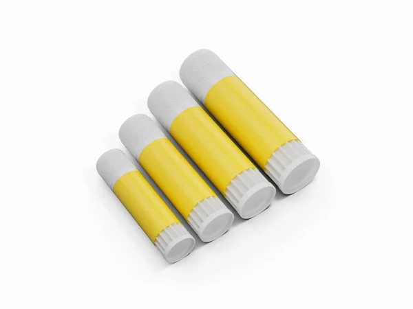 Μια Τρισδιάστατη Απεικόνιση Του Κίτρινου Ραβδιού Κόλλας Λευκό Καπάκι Που — Φωτογραφία Αρχείου