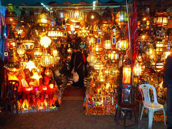Hermosas Coloridas Lámparas Bazar Marrakech — Foto de Stock