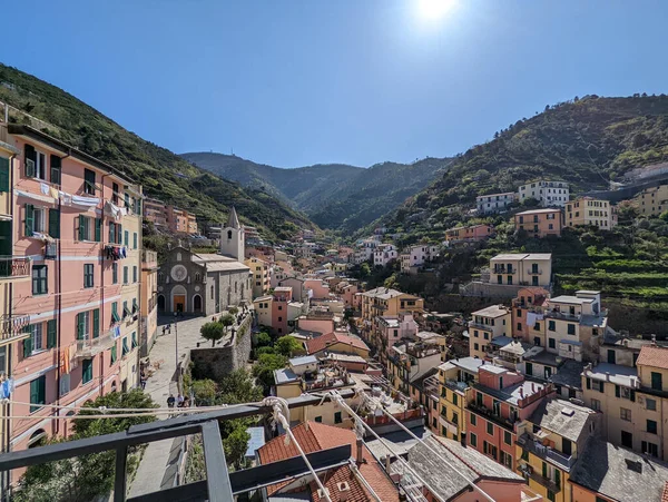 Una Splendida Vista Sul Paese Riomaggiore Liguria — Foto Stock