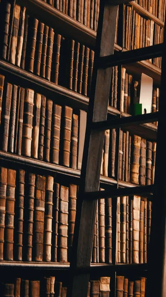 Een Verticaal Shot Van Een Oude Bibliotheek Dublin — Stockfoto