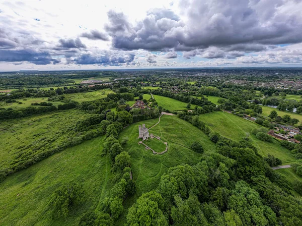 Donnington Kalesi Nin Geniş Açılı Hava Görüntüsü — Stok fotoğraf