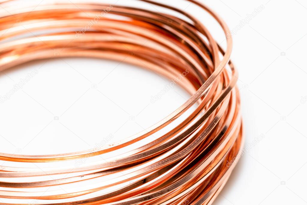 Copper wire for jewelry making isolated on white background