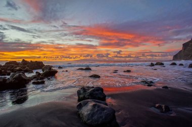 Tenerife Kanarya Adası İspanya 'da Atlantik Okyanusunda Güneş Batıyor