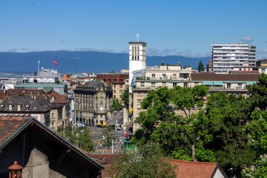 İsviçre, Lozan 'ın tarihi binalarının güzel bir manzarası.