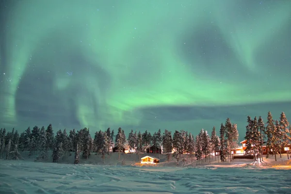 Cliché Fascinant Paysage Sous Les Aurores Boréales Laponie — Photo