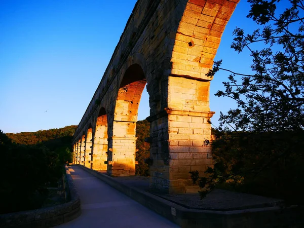 Piękne Zdjęcie Słynnego Pont Gard Akwedukt Zbudowany Wieku Południu Francji — Zdjęcie stockowe