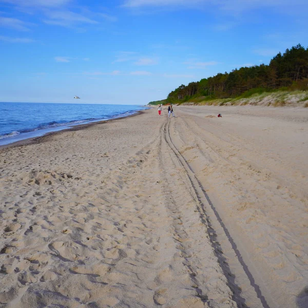 Schöne Aufnahme Eines Sonnigen Blauen Himmels Über Einem Strand Pobierowo — Stockfoto