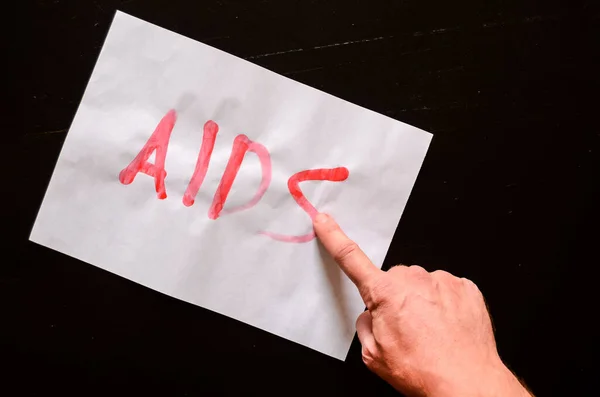 Word Aids Text Writed Blood White Paper — Stock Photo, Image